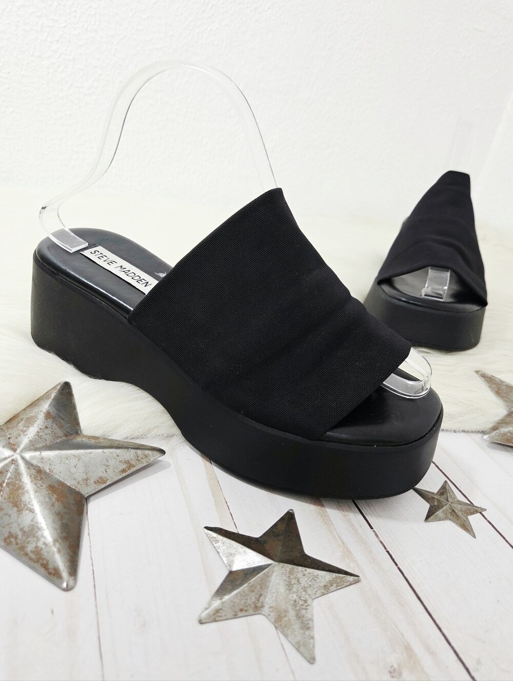Vintage Steve Madden Slinky30 platform sandals black Y2K Italy Women's size 39